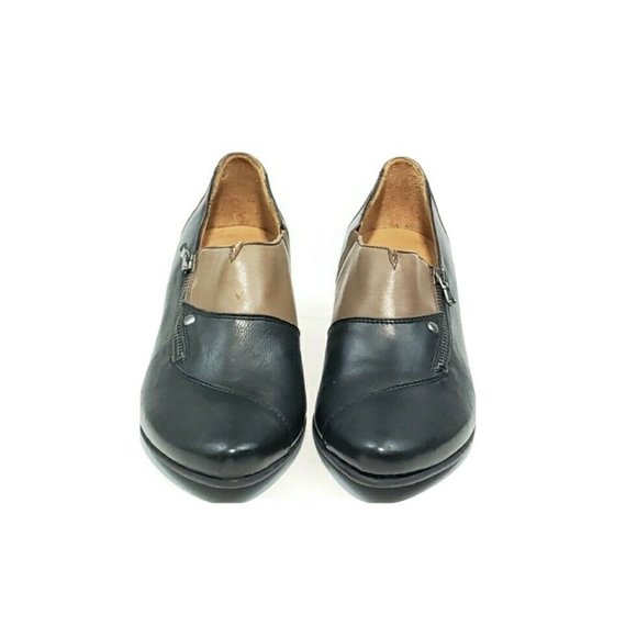 Fidji Ankle Shooties Heel Almond Toe Black Tan Leather Womens US 7 - Picture 3 of 7